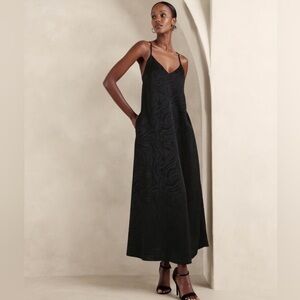 Banana Republic Jacquard A-Line Maxi Slip Dress Sz L NWT Flowy Date Night